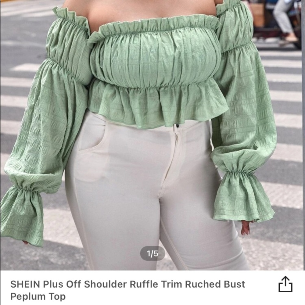 Green crop top long sleeves dress shirt